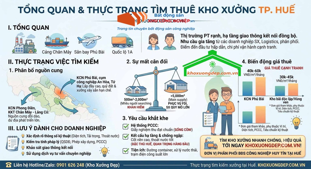 I. Tổng quan về thuê kho xưởng tại TP. Huế