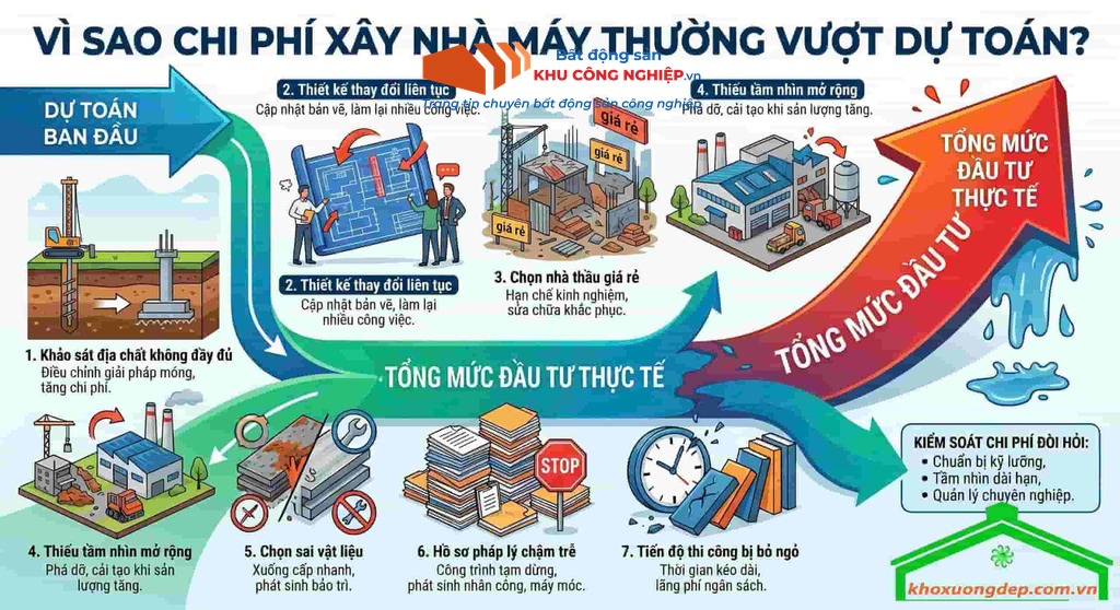Vì sao chi phí xây dựng nhà máy thường xuyên vượt dự toán?
